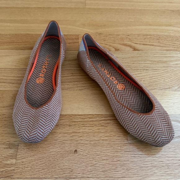 Rothy's Square Camel Herringbone Plaid Size 9 Flats - Picture 3 of 9